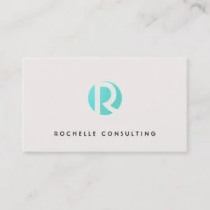 Cool Modern Cream Turquoise Blue Circle Monogram Business Card