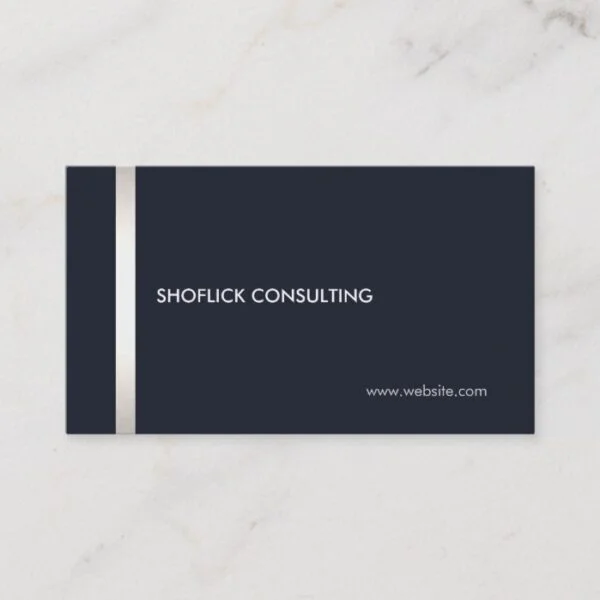Cool Modern Professional  Navy Blue Silver Stripe Business Card