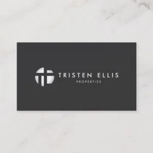 Cool Modern Silver Monogram Black Professional Business Card