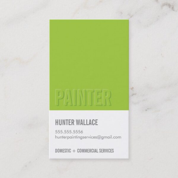 COOL PAINT CHIP swatch embossed look type lime Business Card