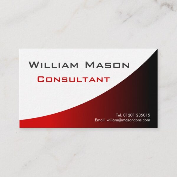 Cool Red White Curved, Professional Business Card