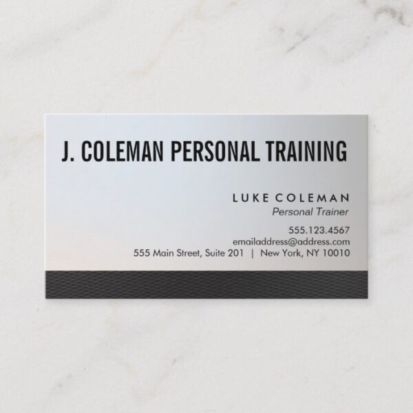 Cool Silver Black Personal Fitness Trainer Business Card
