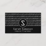 Cool Unique Binary Code Pattern Monogram Business Card