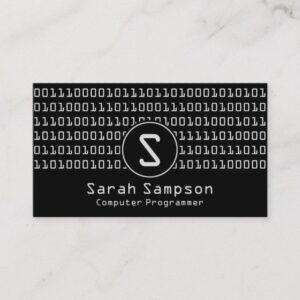 Cool Unique Binary Code Pattern Monogram Business Card