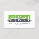 Corporate Professional Stylized Monogram Green Business Card