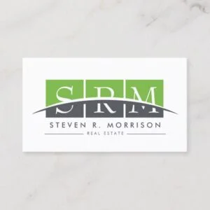 Corporate Professional Stylized Monogram Green Business Card