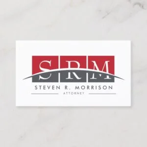 Corporate Professional Stylized Monogram Red/Gray Business Card