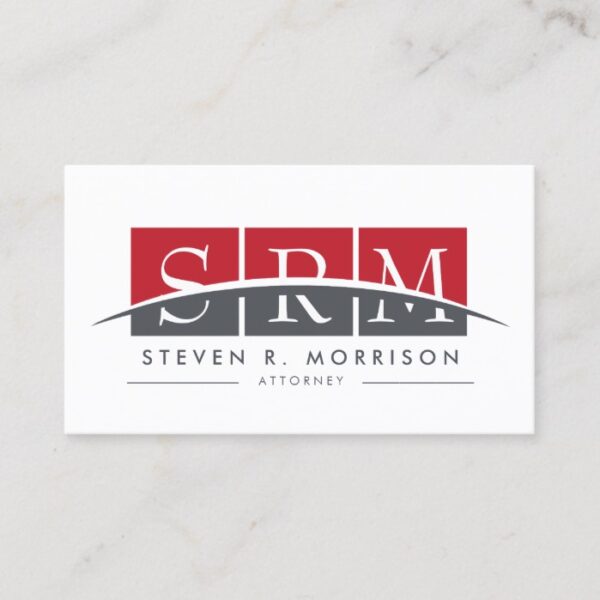 Corporate Professional Stylized Monogram Red/Gray Business Card