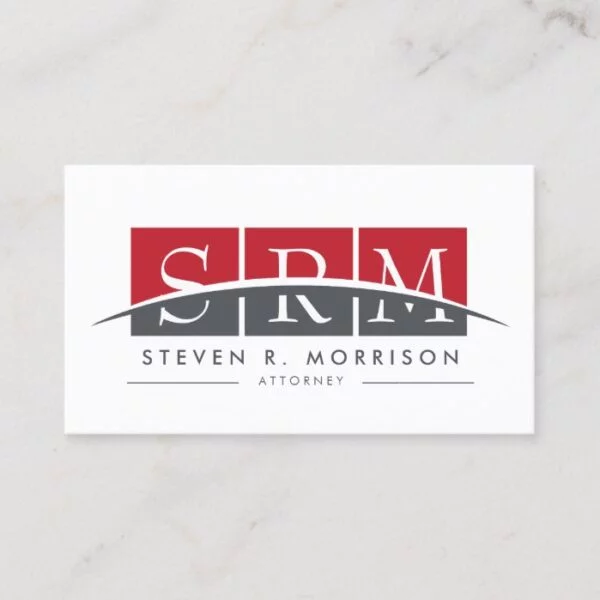 Corporate Professional Stylized Monogram Red/Gray Business Card