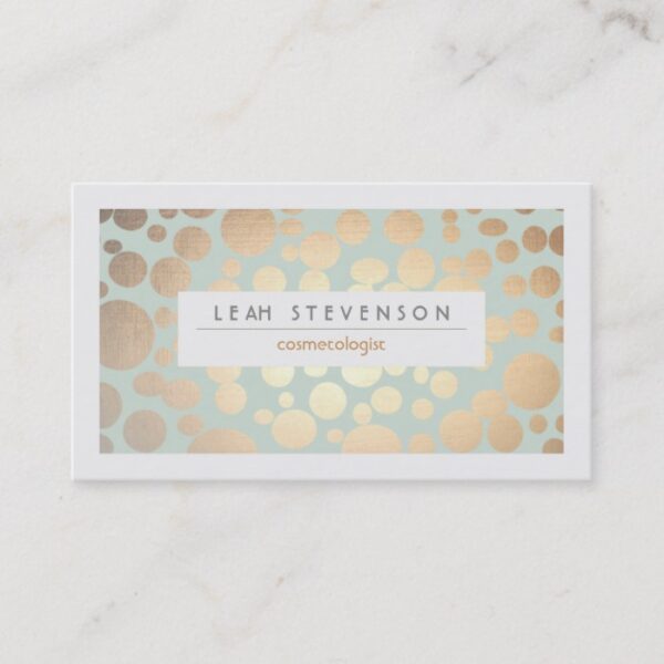 Cosmetology Beauty Turquoise Gold Leaf  Look Business Card