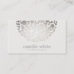 Cosmetology Faux Silver Foil Circles Beauty Business Card