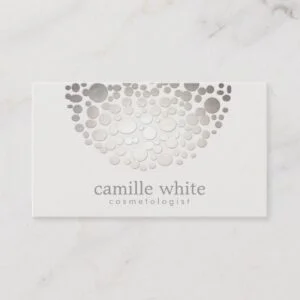 Cosmetology Faux Silver Foil Circles Beauty Business Card