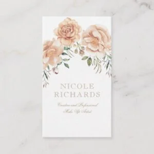Cream Watercolor Flowers Bouquet Elegant Beauty Business Card