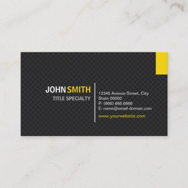 Creative Modern Twill Grid - Black and Yellow Business Card