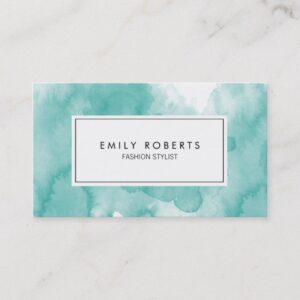 Creative Teal Watercolor Fashion Stylist Business Card