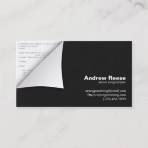 Curled Corner with Program Coding - HTML Business Card