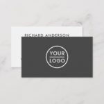 Custom logo business cards – modern, gray, white