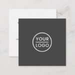 Custom logo, dark gray, square, professional square business card
