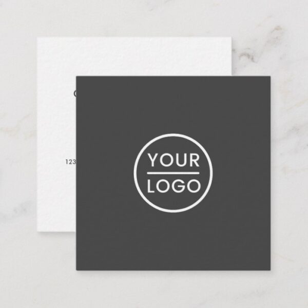 Custom logo, dark gray, square, professional square business card