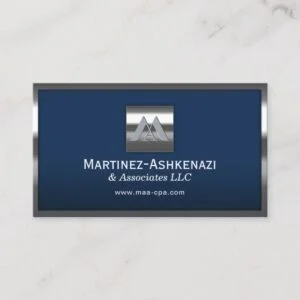 Custom Logo Navy Blue Modern Metal Frame Business Card