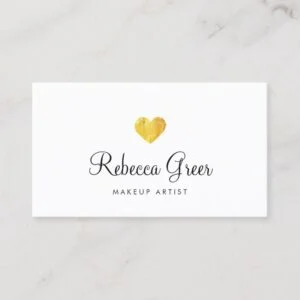 Cute Gold Heart Modern Beauty Consultant White Business Card