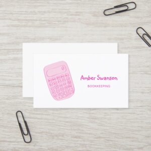 Cute Pink Calculator For Accountant and Bookkeeper Business Card