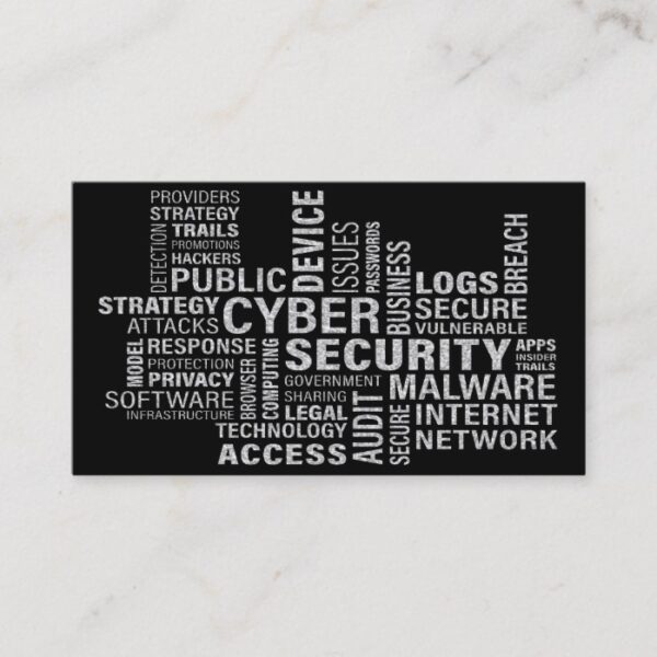 Cyber Security Intelligence Modern Silver Black Business Card