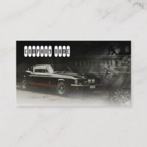Dark Grey Colored Business Card With A Muscle Car