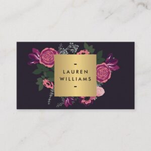 Dark Vintage Modern Floral Motif Luxe Designer II Business Card