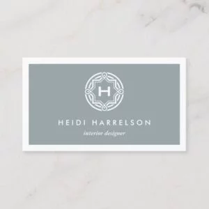 DECORATIVE INITIAL LOGO on SLATE GRAY Business Card