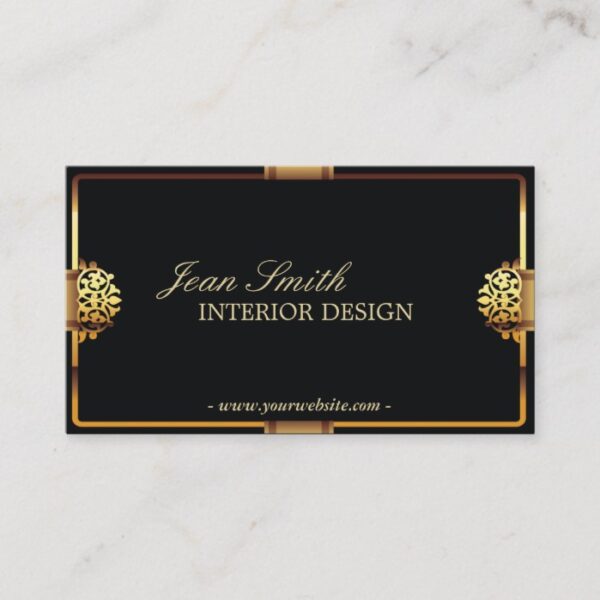 Deluxe Gold Frame Interior Design Business card