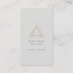 Edgy Rose Gold Triangle Logo on Light Gray Business Card