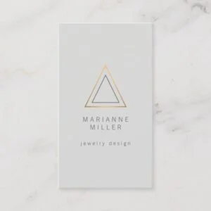 Edgy Rose Gold Triangle Logo on Light Gray Business Card