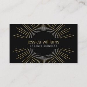 Elegant Beauty Gold Sunburst on Black Business Card