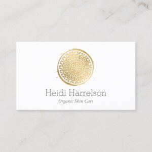 Elegant Beauty Mandala Logo Faux Gold Business Card