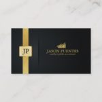 Elegant Black and Gold Accounting with graph logo Business Card