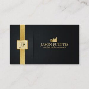 Elegant Black and Gold Accounting with graph logo Business Card