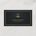 Elegant Black and Gold Attorney At Law Business Card