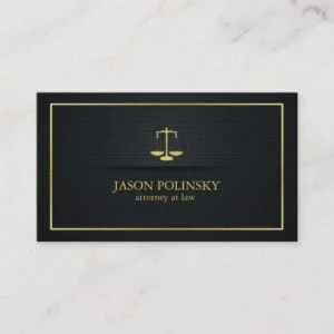 Elegant Black and Gold Attorney At Law Business Card