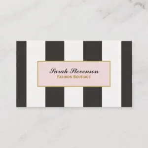 Elegant Black and White Stripes Fashion Boutique Business Card