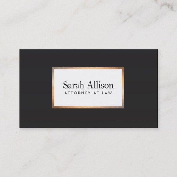 Elegant Black Gold Frame Stylish Professional Business Card