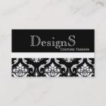 Elegant Black White Damask Fashion Business Card