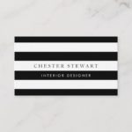 Elegant Black White Striped – Simple Minimalist Business Card