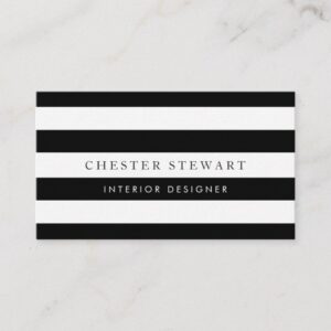 Elegant Black White Striped - Simple Minimalist Business Card
