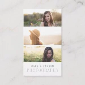 Elegant Border | Three Photo Photographer Business Card