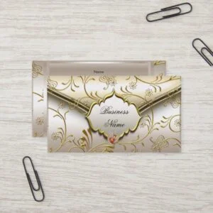 Elegant Classy Damask Caramel Cream Beige Gold Business Card