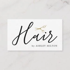 Elegant Clean White Scissors Hair Stylist Business Card