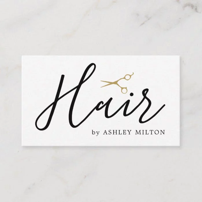 Elegant Clean White Scissors Hair Stylist Business Card