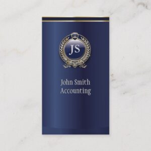 Elegant Dark Blue & Gold Accountant Business Card