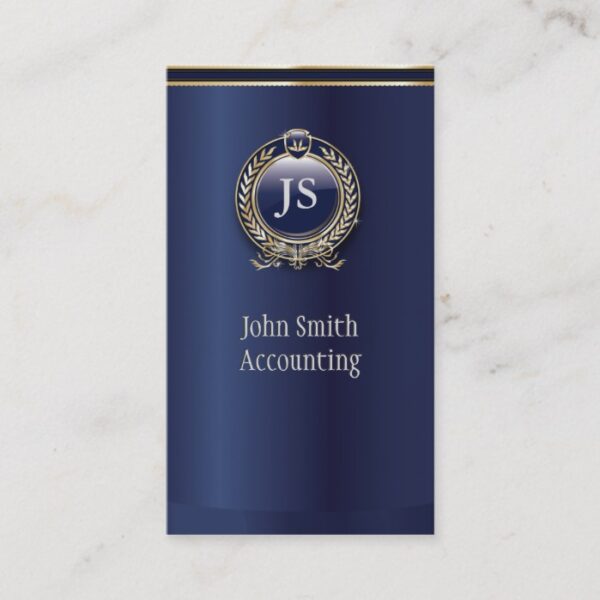 Elegant Dark Blue & Gold Accountant Business Card